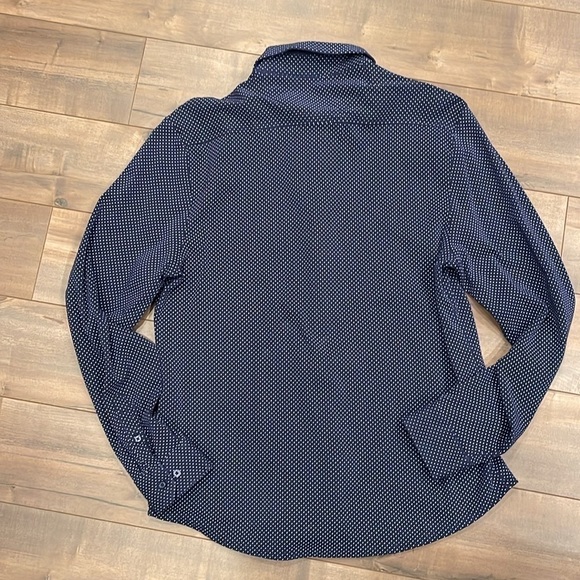 English Laundry M cotton long  sleeve button down in navy with polka dots - Picture 3 of 6